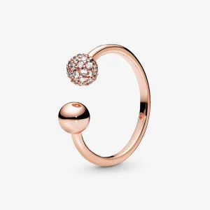 (obrázek pro) Pandora Otevřený prsten Leštěná kulička a pavé 188316CZ