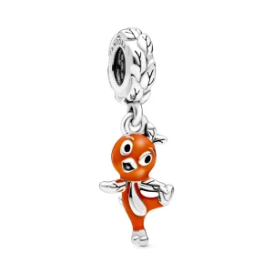 (obrázek pro) PANDORA Disney stříbrný přívěsek s oranžovým ptáčkem a oranžovým a černým smaltem - 798877C01