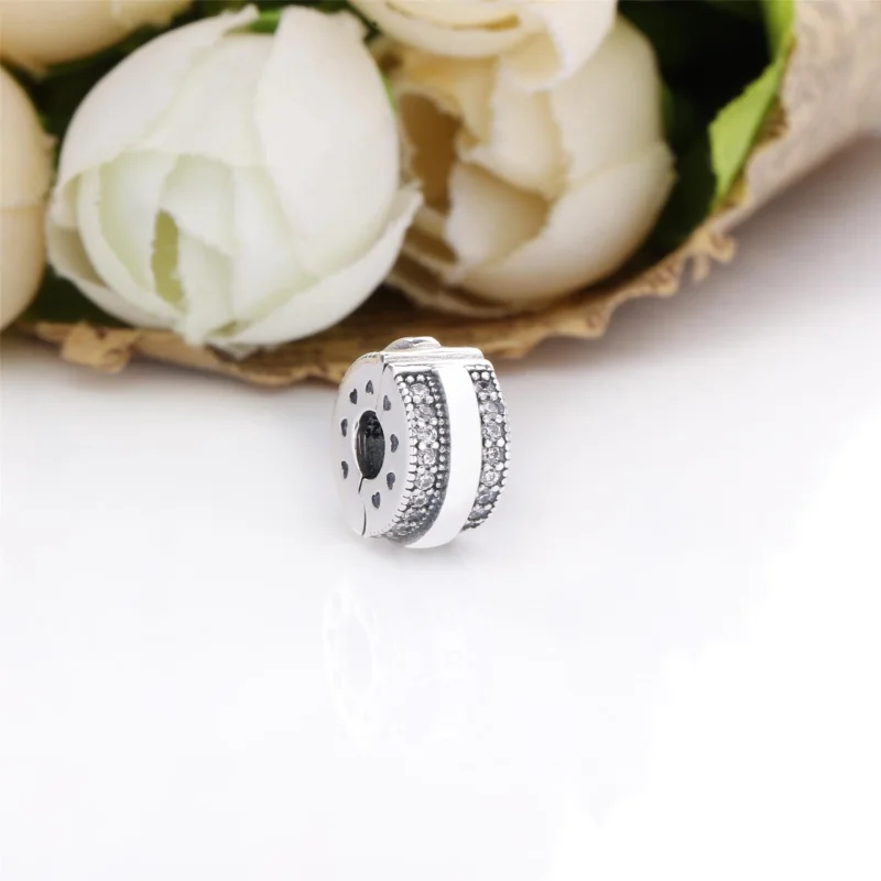 (obrázek pro) PANDORA Lesklý Pavé Linky a Spona s Logem Přívěsek - 799042C01 - Zobrazit 2