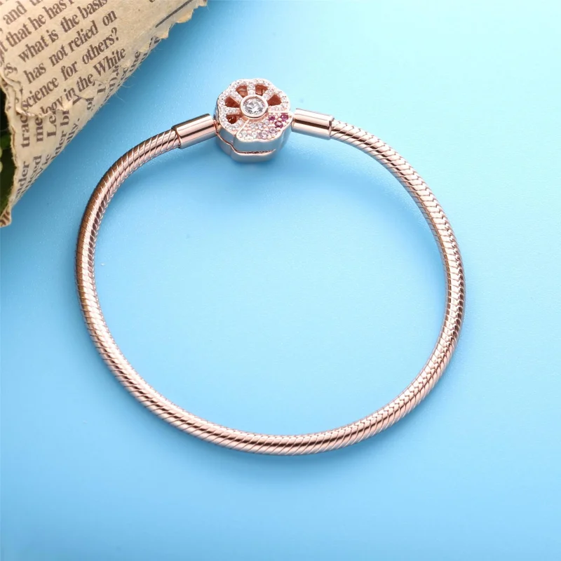 (obrázek pro) Pandora Moments Růžový náramek s vějířovým zapínáním a hadím řetízkem - 588145C0 - Zobrazit 2