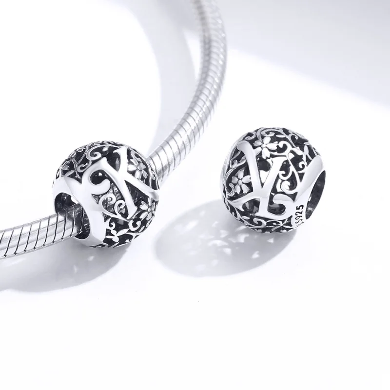 (obrázek pro) Pandora styl otevřený květ písmeno K amulet - SCC1444-K - Zobrazit 4