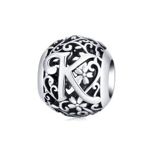 (obrázek pro) Pandora styl otevřený květ písmeno K amulet - SCC1444-K
