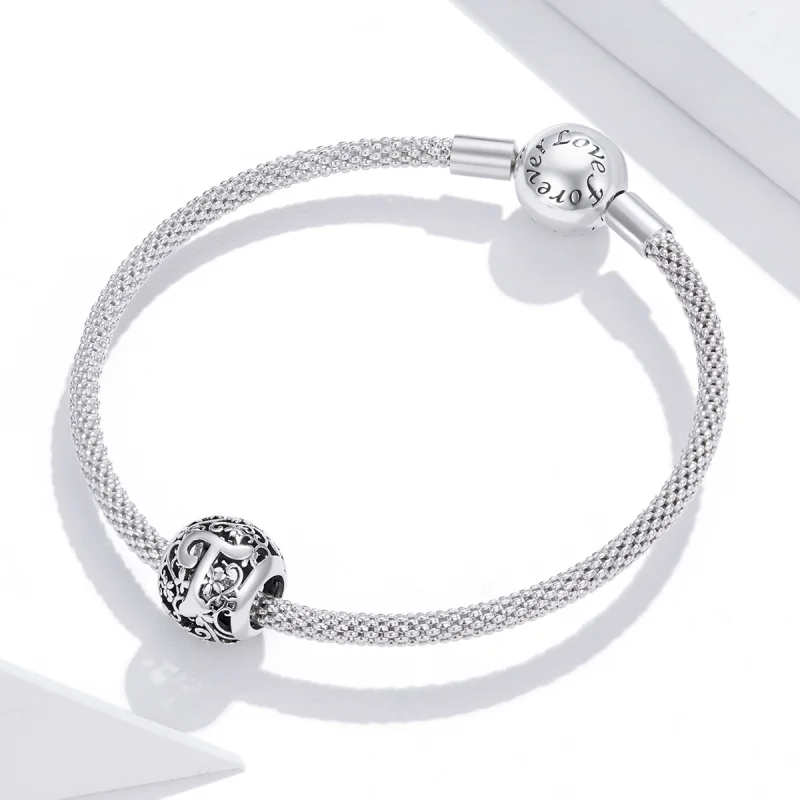 (obrázek pro) Pandora styl Otevřený květový přívěsek s písmenem T - SCC1444-T - Zobrazit 3