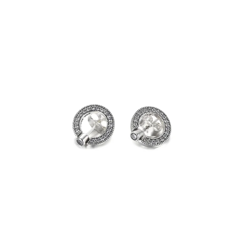 (obrázek pro) PANDORA Oboustranné peckové náušnice Kroužek s pavé a logem - 299486C01 - Zobrazit 3