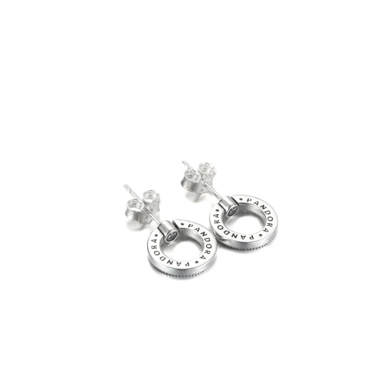 (obrázek pro) PANDORA Oboustranné peckové náušnice Kroužek s pavé a logem - 299486C01 - Zobrazit 4