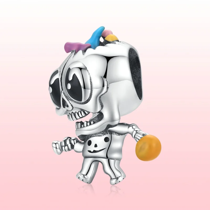 (obrázek pro) Pandora styl Stříbrný amulet s lebkou na Halloween - SCC1955 - Zobrazit 6