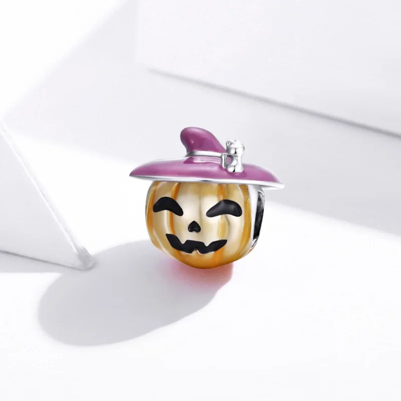 (obrázek pro) Pandora styl Stříbrný přívěsek s dýněmi na Halloween - BSC329 - Zobrazit 2