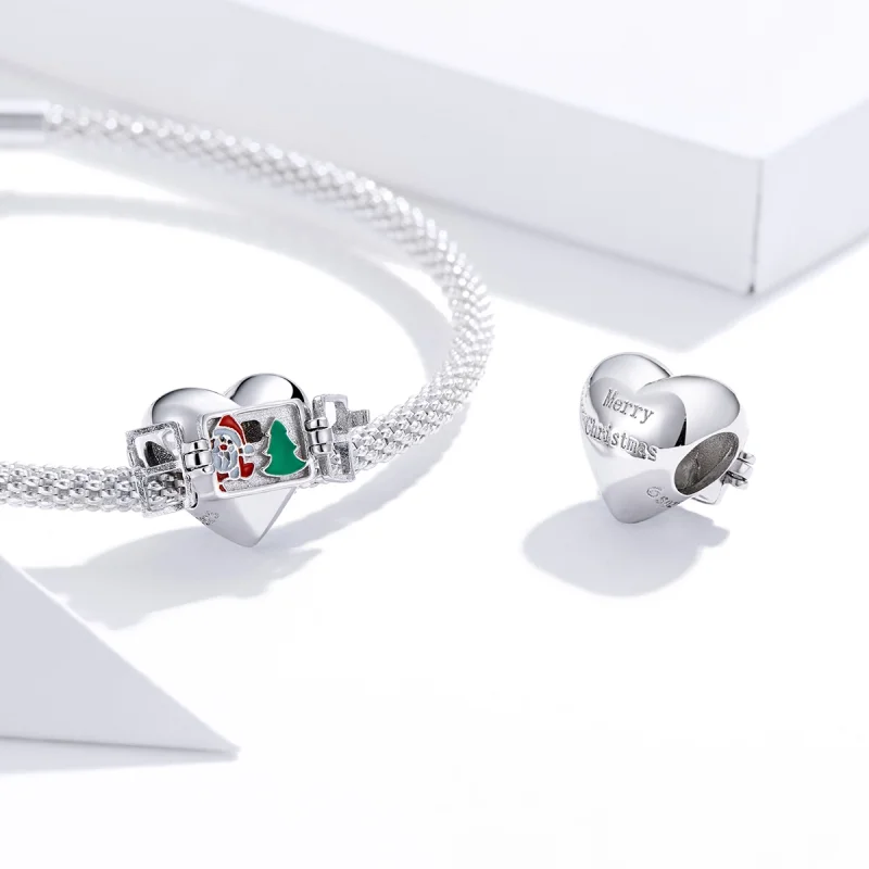 (obrázek pro) Pandora styl Stříbrný vánoční pozdrav Charm - BSC376 - Zobrazit 4