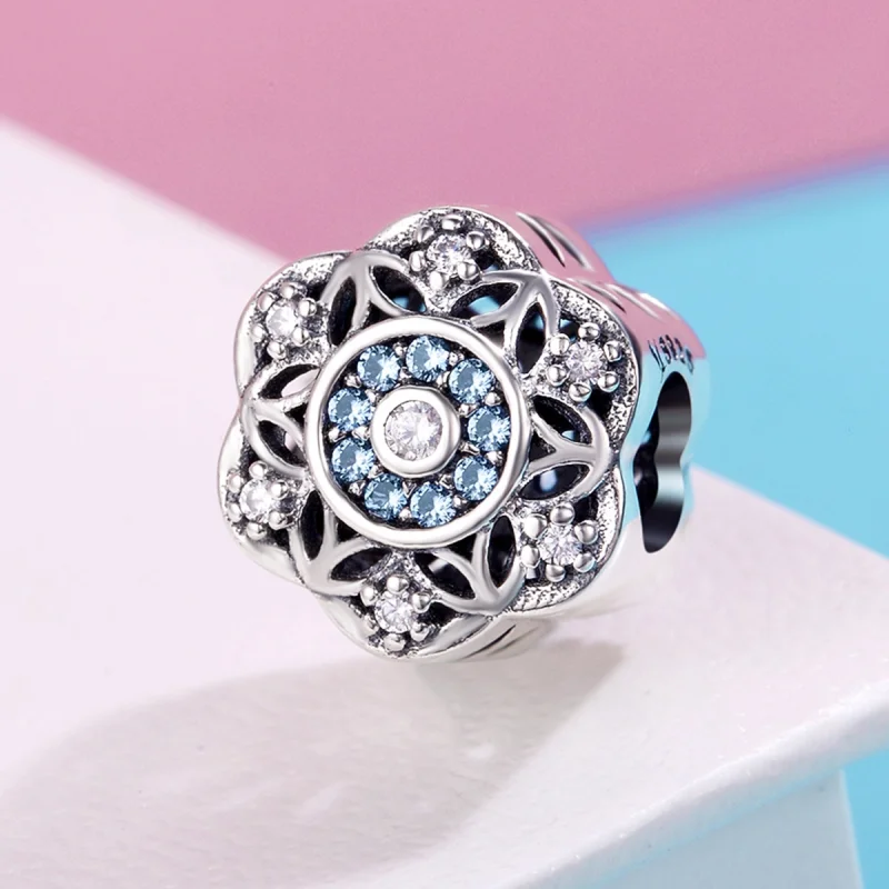 (obrázek pro) Pandora Style Stříbrný Romantický sněhový vločka Charm - SCC247 - Zobrazit 3
