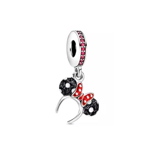 (obrázek pro) PANDORA Visací přívěsek Minnie Mouse Černá a bílá ušní čelenka - P400942464791