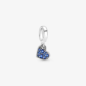 (obrázek pro) PANDORA Visací přívěsek Nakloněné, zářivě modré pavé srdce - 799404C01