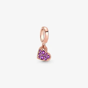 (obrázek pro) PANDORA Visací přívěsek Royal Purple Pavé Nakloněné srdce - 789404C03