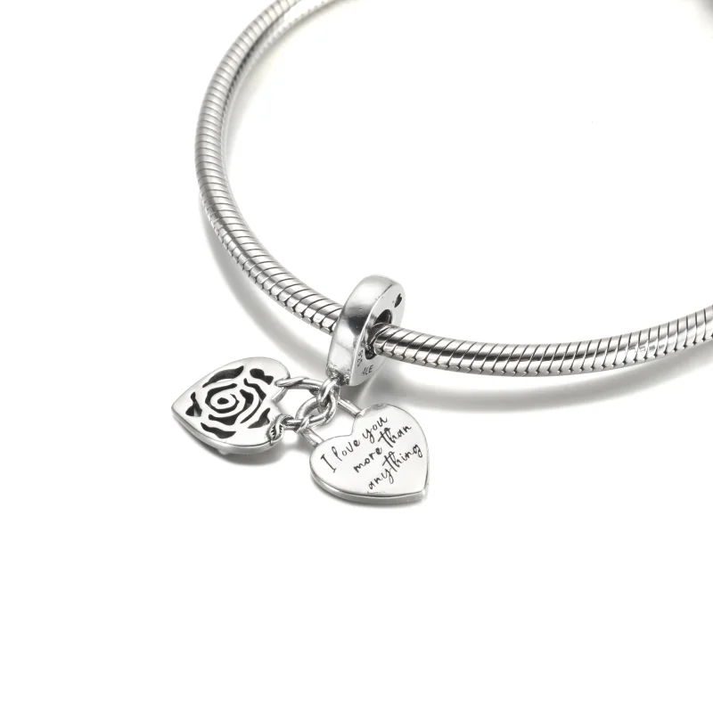 (obrázek pro) PANDORA Visací přívěsek Srdcové visací zámky s růží - 790086C00 - Zobrazit 5