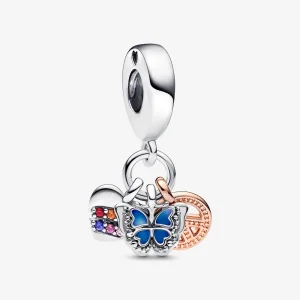 (obrázek pro) PANDORA Dvojbarvý přívěsek s trojitým zavěšením Rainbow Heart