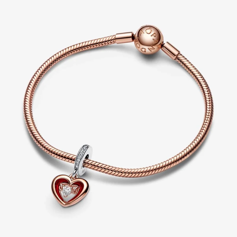 (obrázek pro) PANDORA Dvoubarevný přívěsek Radiant Heart s visacím srdcem - 782450C01 - Zobrazit 4