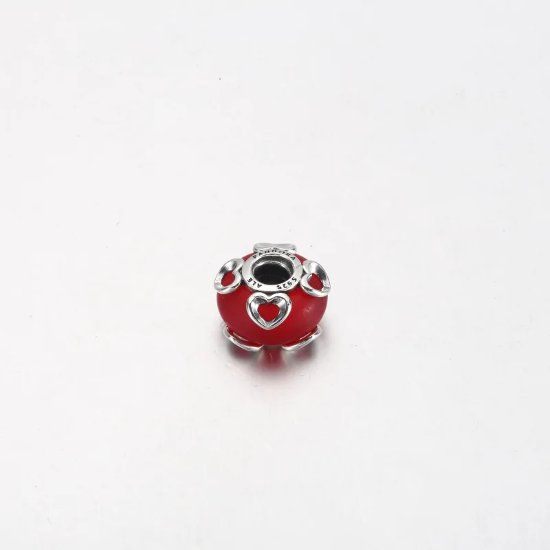 (obrázek pro) PANDORA Frosted Red Murano Skleněný a Srdce Amulet - 792497C01 - Zobrazit 6