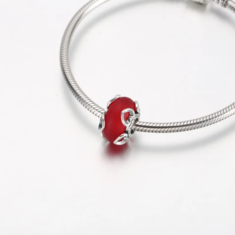 (obrázek pro) PANDORA Frosted Red Murano Skleněný a Srdce Amulet - 792497C01 - Zobrazit 8
