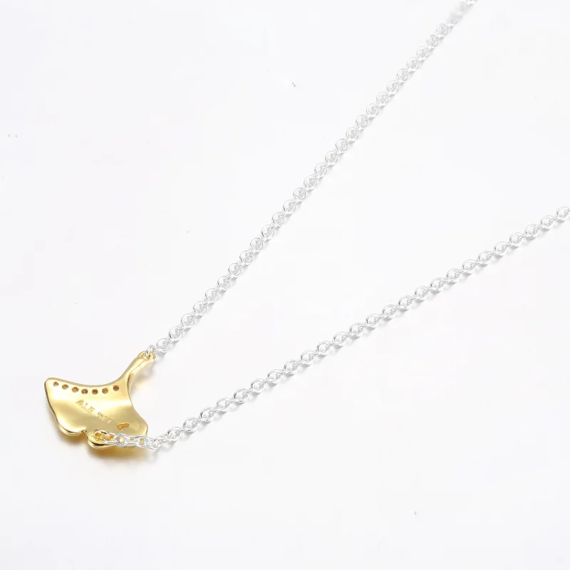 (obrázek pro) PANDORA Ginkgo stříbrný a pozlacený 14k zlatem collier s průhlednými kubickými z - Zobrazit 3