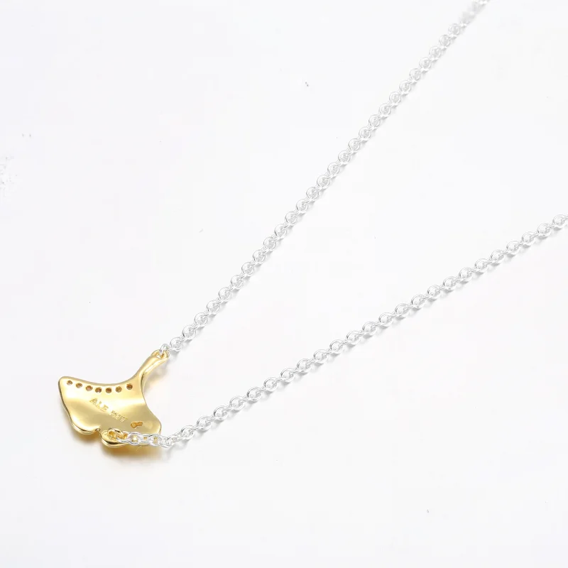 (obrázek pro) PANDORA Ginkgo stříbrný a pozlacený 14k zlatem collier s průhlednými kubickými z - Zobrazit 7