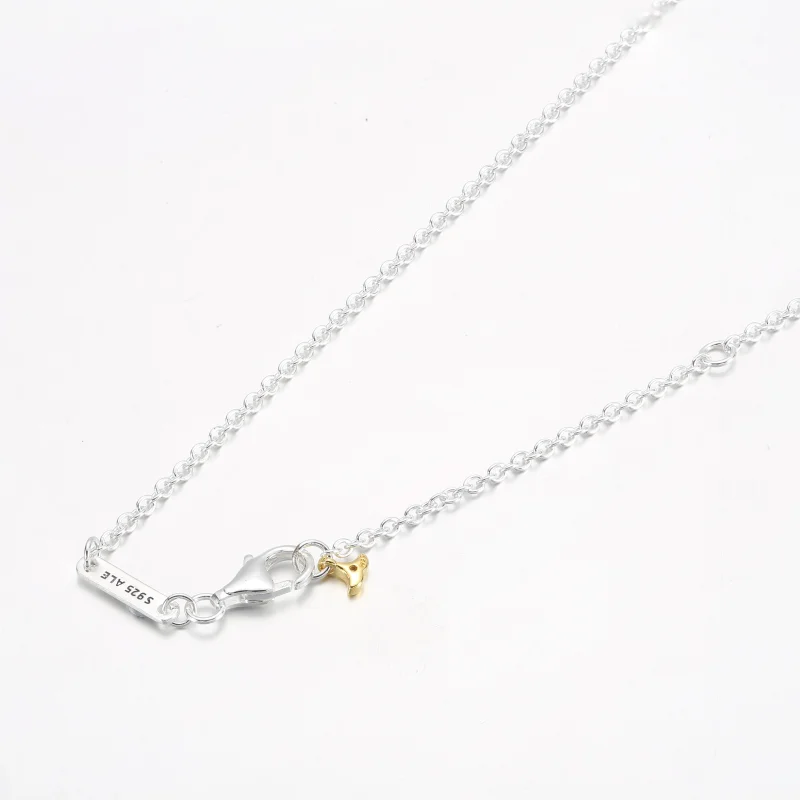 (obrázek pro) PANDORA Ginkgo stříbrný a pozlacený 14k zlatem collier s průhlednými kubickými z - Zobrazit 8