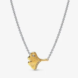 (obrázek pro) PANDORA Ginkgo stříbrný a pozlacený 14k zlatem collier s průhlednými kubickými zirkonii - 362443C01
