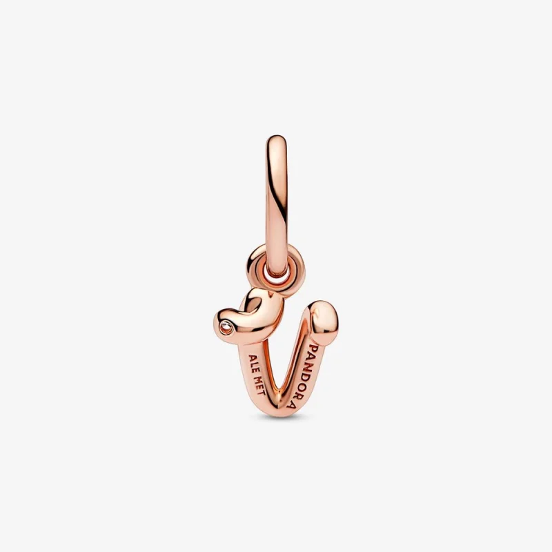 (obrázek pro) PANDORA Písmeno V Script Abeceda Dangle Charm - 782480C01 - Zobrazit 3