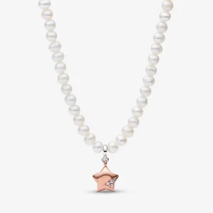 (obrázek pro) PANDORA Růžový zlatý náhrdelník Lucky Star - 382489C01-45