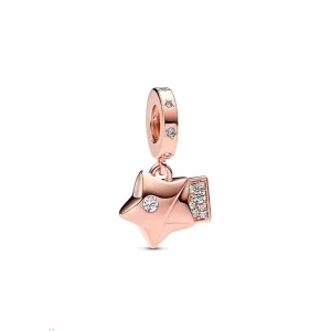 (obrázek pro) Pandora Růžové zlaté štěstí Star Dangle přívěsek - 782483C01