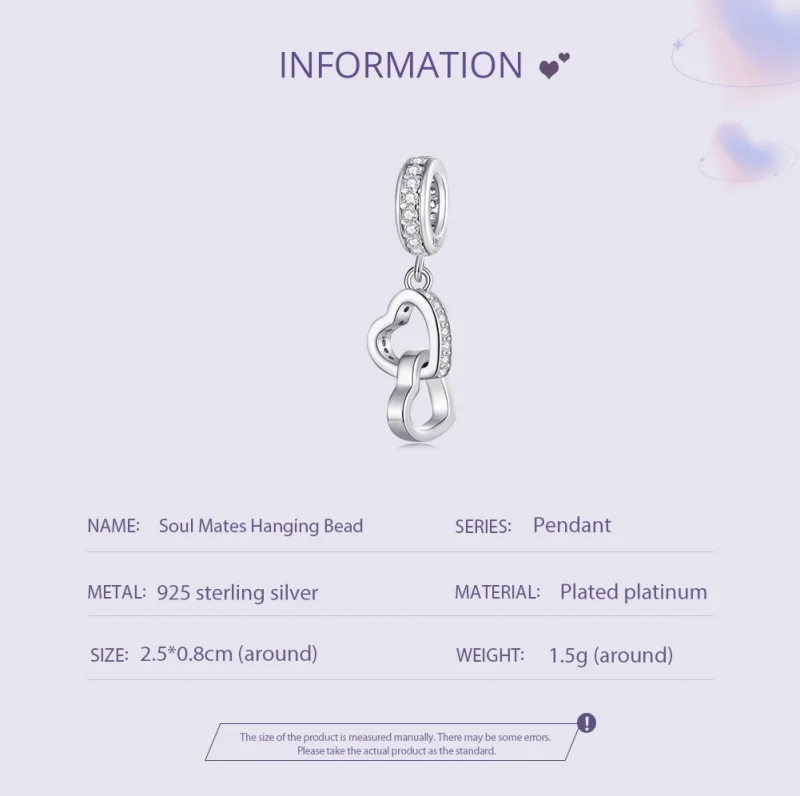 (obrázek pro) Pandora styl Interlocked Hearts Charm - SCC2455 - Zobrazit 5