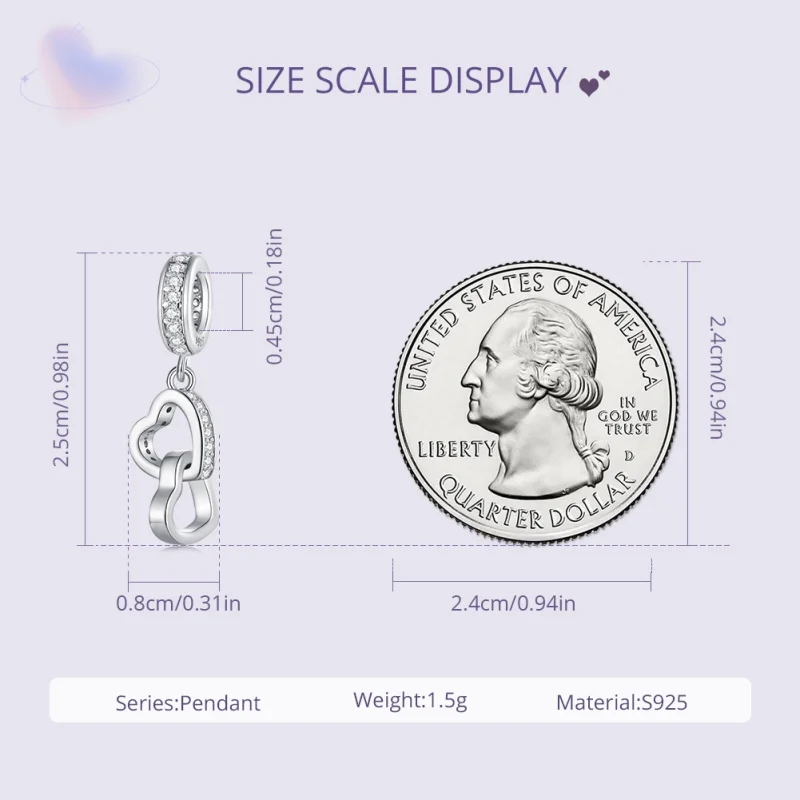 (obrázek pro) Pandora styl Interlocked Hearts Charm - SCC2455 - Zobrazit 6