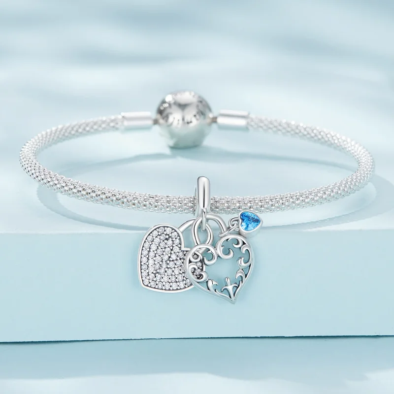 (obrázek pro) Pandora stylu propojené srdce amulet - SCC2502 - Zobrazit 3
