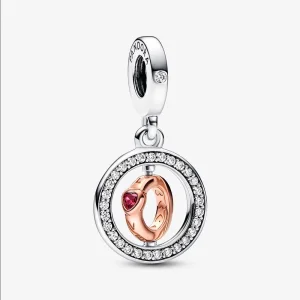 (obrázek pro) Pandora Láska točící se stříbrný a 14k růžově zlatem potažený přívěsek - 782600C01