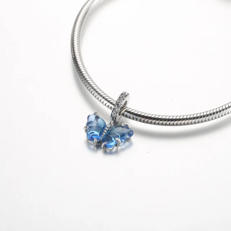 (obrázek pro) Pandora Modrý Motýl Dangle Charm s Muránským Sklem - 792698C01 - Zobrazit 4