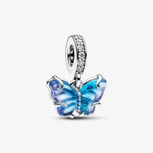 (obrázek pro) Pandora Modrý Motýl Dangle Charm s Muránským Sklem - 792698C01