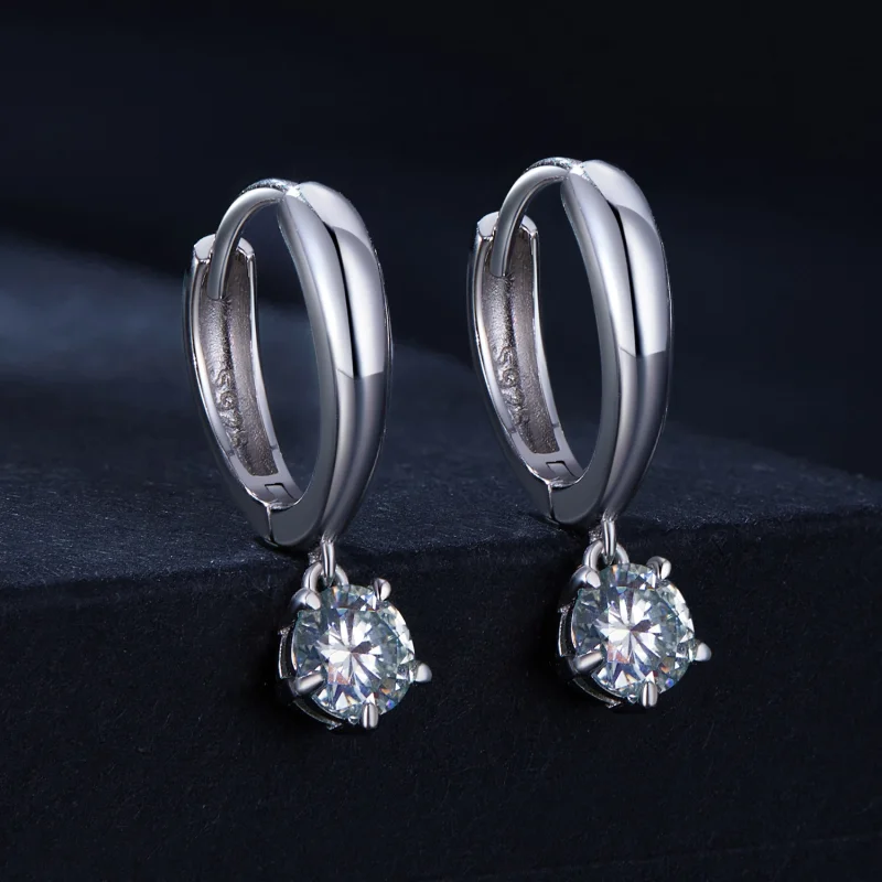 (obrázek pro) Pandora styl 0,5 karátové Moissanite Hoop náušnice (Dvě certifikáty) - MSE040 - Zobrazit 2