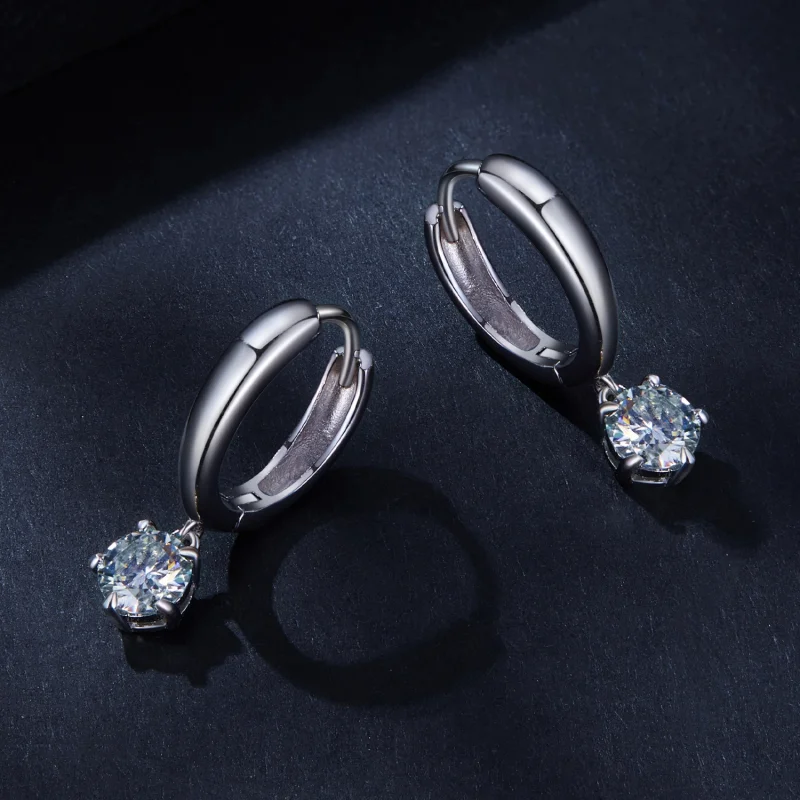 (obrázek pro) Pandora styl 0,5 karátové Moissanite Hoop náušnice (Dvě certifikáty) - MSE040 - Zobrazit 3