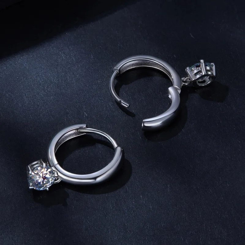 (obrázek pro) Pandora styl 0,5 karátové Moissanite Hoop náušnice (Dvě certifikáty) - MSE040 - Zobrazit 4