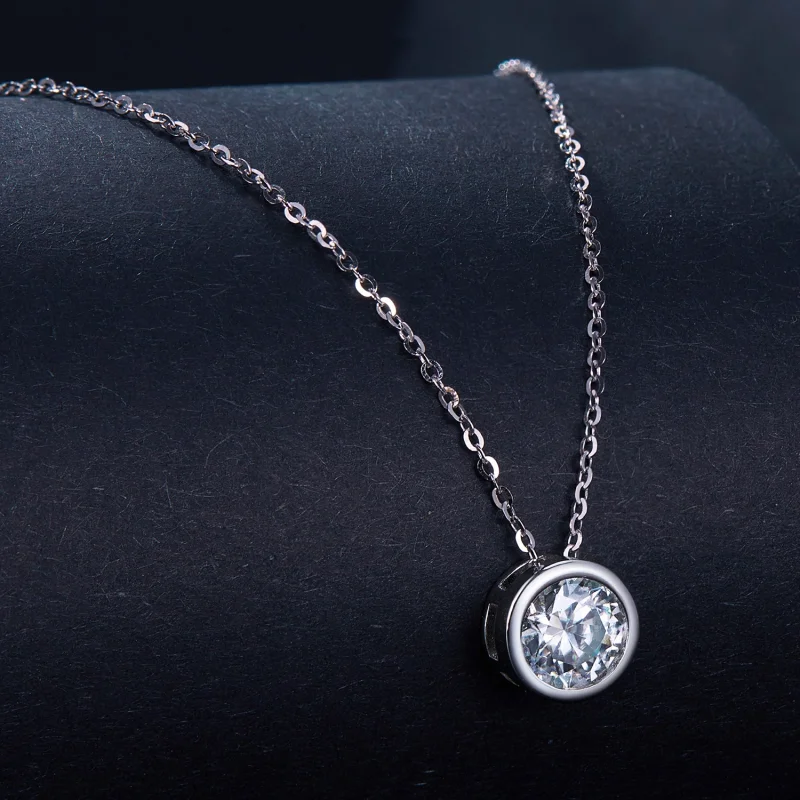(obrázek pro) Pandora styl 1Ct Moissanite náhrdelník (jeden certifikát) - MSN021 - Zobrazit 2