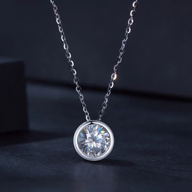 (obrázek pro) Pandora styl 1Ct Moissanite náhrdelník (jeden certifikát) - MSN021 - Zobrazit 3