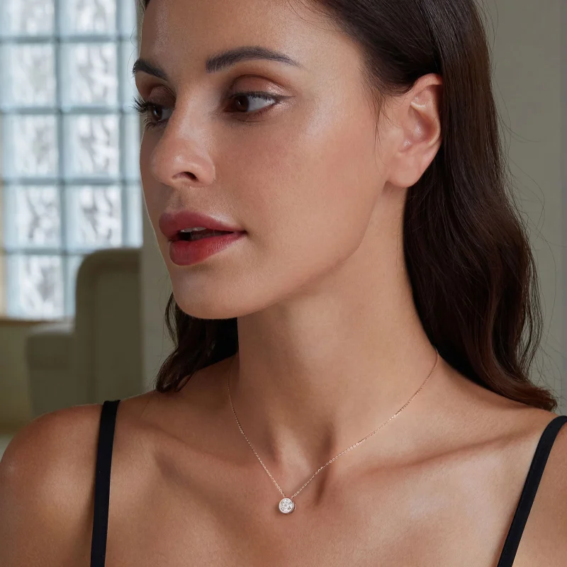 (obrázek pro) Pandora styl 1Ct Moissanite náhrdelník (jeden certifikát) - MSN021 - Zobrazit 6