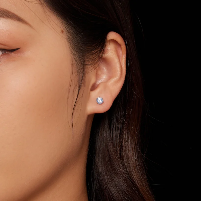 (obrázek pro) Pandora styl Akvamarínové Moissanite náušnice - MSE025-SLB - Zobrazit 2