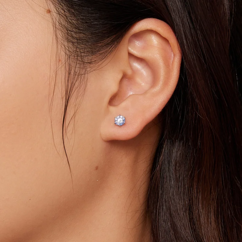 (obrázek pro) Pandora styl Akvamarínové Moissanite náušnice - MSE025-SLB - Zobrazit 3