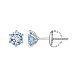 (obrázek pro) Pandora styl Akvamarínové Moissanite náušnice - MSE025-SLB