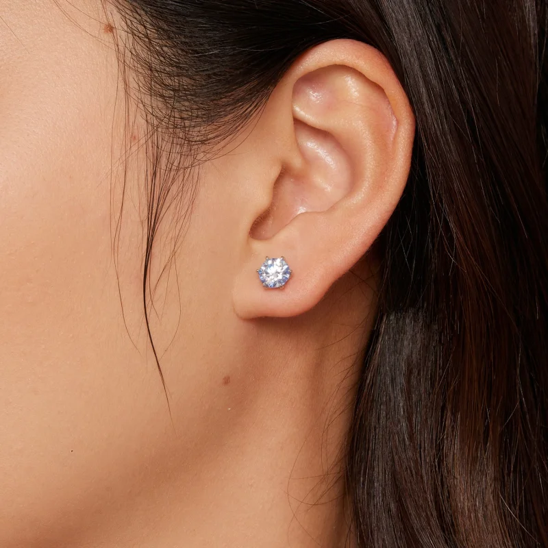 (obrázek pro) Pandora styl Akvamarínové Moissanite záušnice - MSE025-LLB - Zobrazit 4