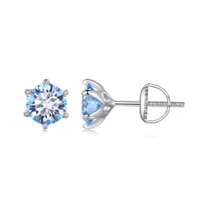 (obrázek pro) Pandora styl Akvamarínové Moissanite záušnice - MSE025-LLB