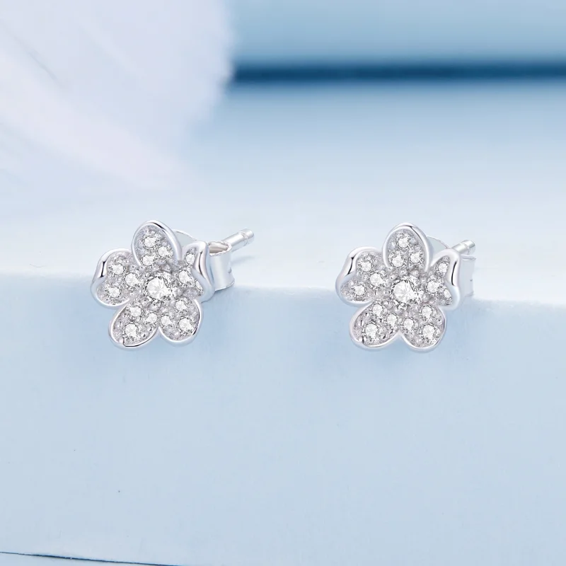 (obrázek pro) Pandora styl diamanty zdobené květinové náušnice - BSE855 - Zobrazit 2