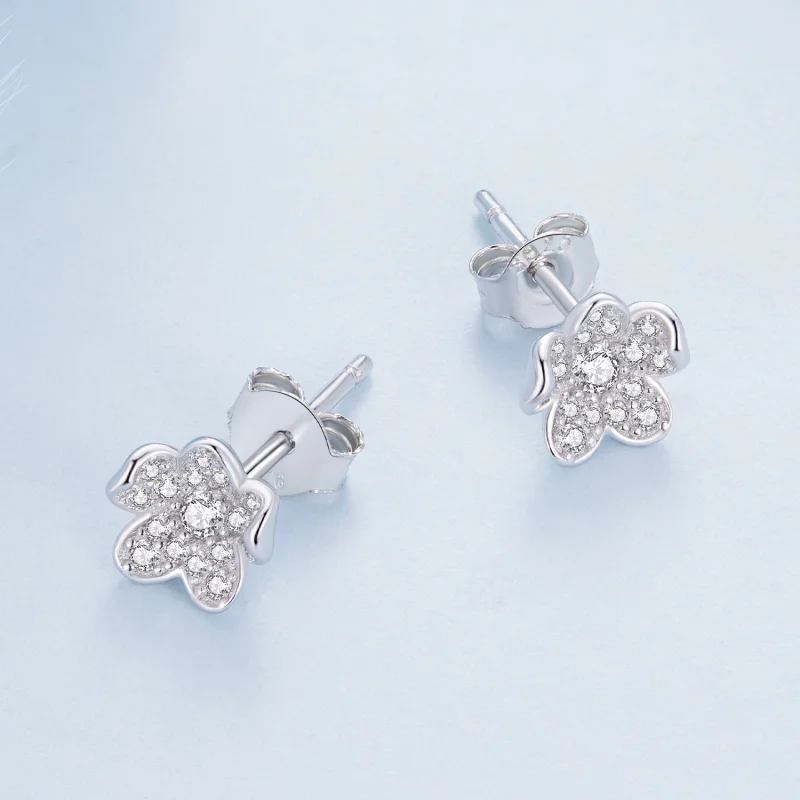 (obrázek pro) Pandora styl diamanty zdobené květinové náušnice - BSE855 - Zobrazit 3