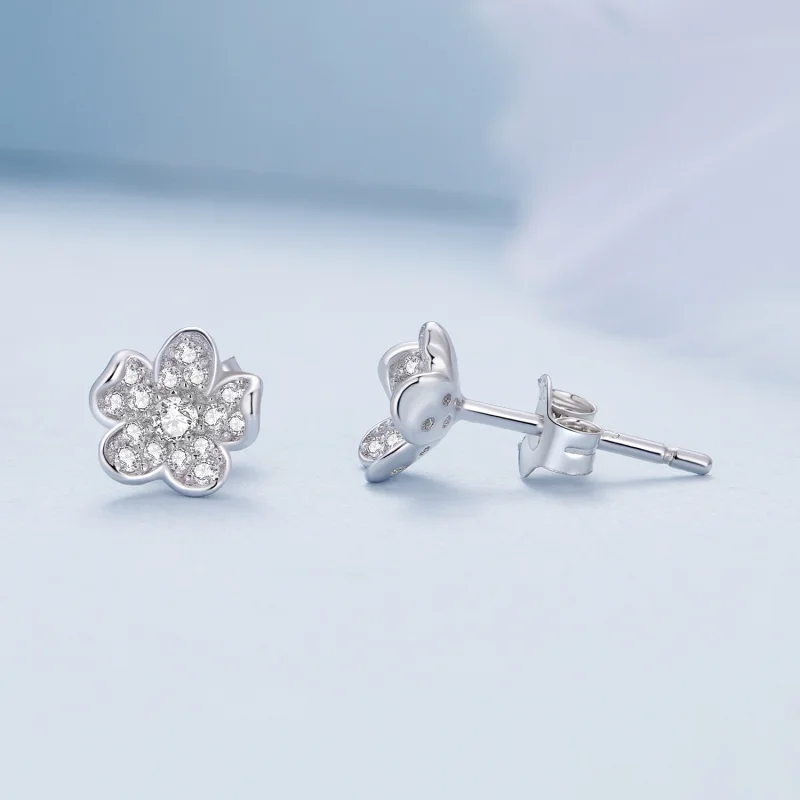 (obrázek pro) Pandora styl diamanty zdobené květinové náušnice - BSE855 - Zobrazit 4