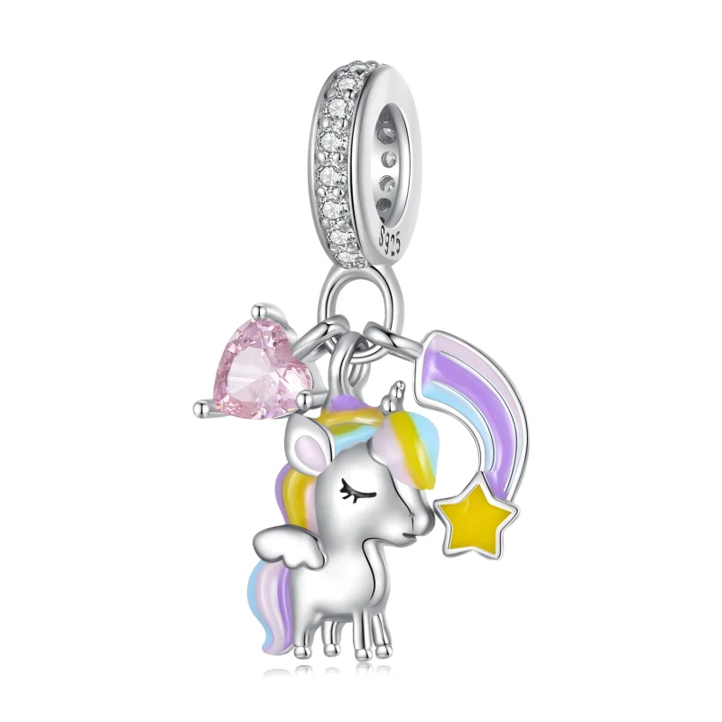 (obrázek pro) Pandora styl Duha Jednorožec Dangle - SCC2468 - Zobrazit 3