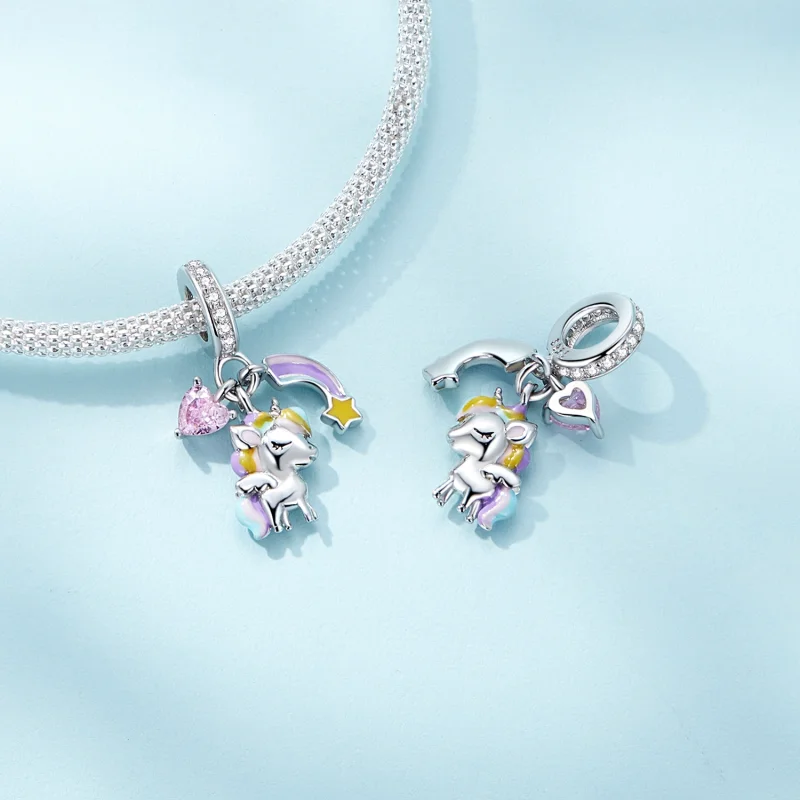 (obrázek pro) Pandora styl Duha Jednorožec Dangle - SCC2468 - Zobrazit 4